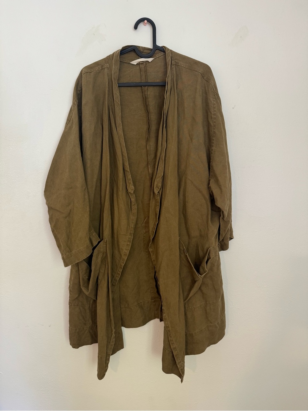Elizabeth Suzann Olive Open-Front Linen Jacket